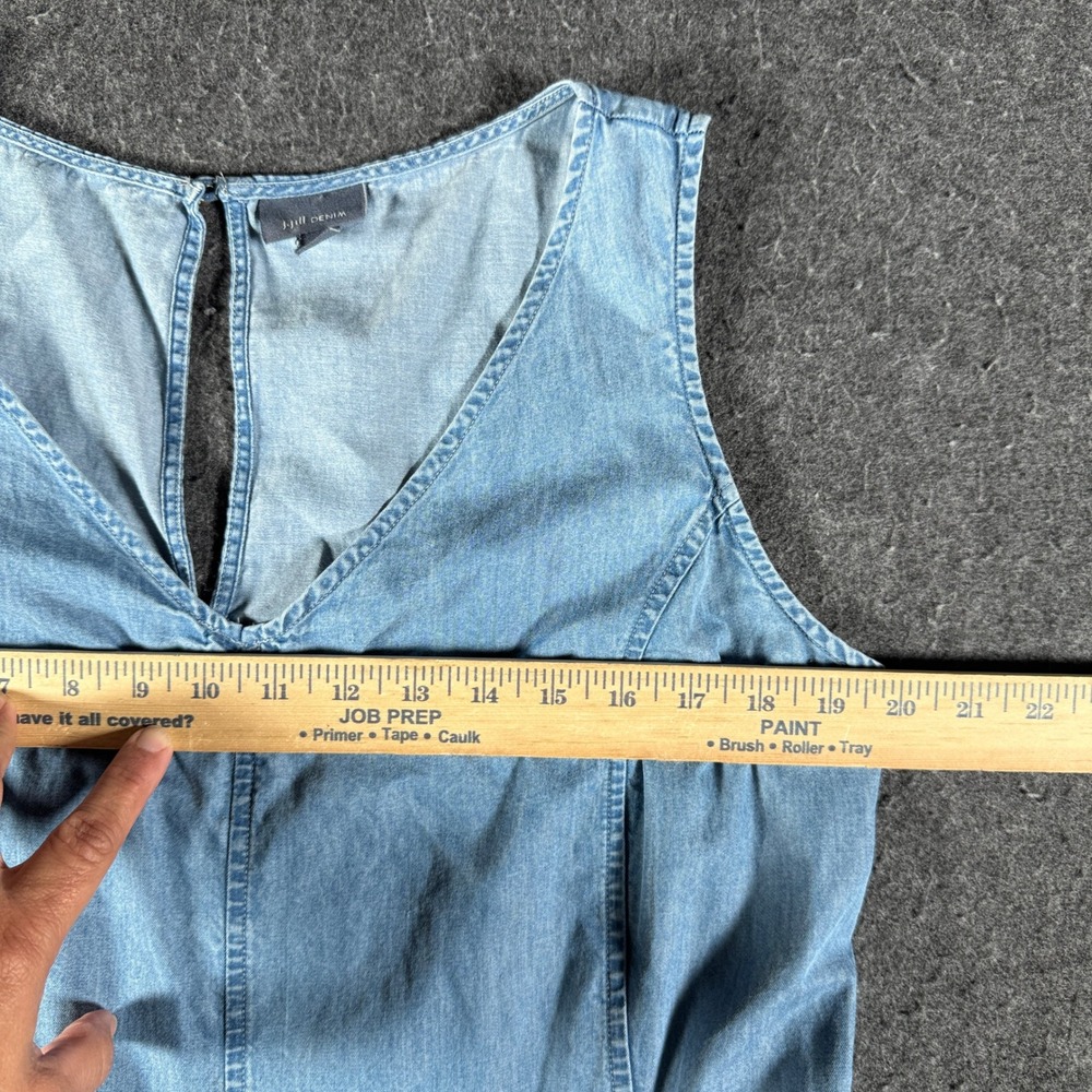 J.Jill Denim Wide Leg Jumpsuit Womens Medium Blue Cotton V-Neck WDR271981 - Picture 13 of 14